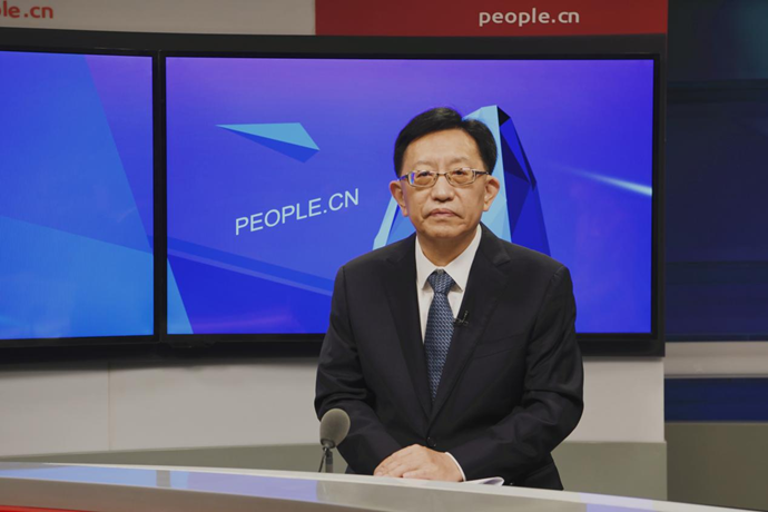 中國節(jié)能環(huán)保集團(tuán)有限公司黨委書記、董事長宋鑫做客人民網(wǎng)。人民網(wǎng)記者 王曉嘯 攝